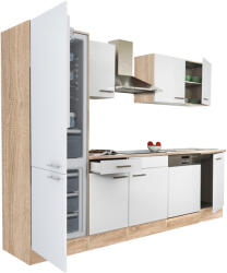 Leziter Yorki 280 konyhabútor sonoma tölgy korpusz, selyemfényű fehér fronttal alulfagyasztós hűtős szekrénnyel (L280STFH-AF) - leziteronline