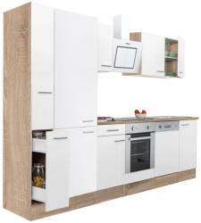 Leziter Yorki 310 konyhabútor sonoma tölgy korpusz, selyemfényű fehér front alsó sütős elemmel polcos szekrénnyel (L310STFH-SUT-PSZ) - leziteronline