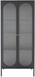 House Nordic Adelaide vitrin, fekete, 2 hullámos üvegajtó 80x35x180 cm (3001200) - leziteronline