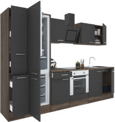 Leziter Yorki 300 konyhabútor yorki tölgy korpusz, selyemfényű antracit front alsó sütős elemmel alulfagyasztós hűtős szekrénnyel (L300YAN-SUT-AF) - leziteronline