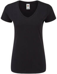 Fruit of the Loom Női rövid ujjú póló Fruit of the Loom Ladies' Iconic 150 V Neck T -XL, Fekete