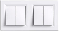 Leziter Nova kettős csillárkapcsoló 10A 250V 105 fehér kerettel (LN2KERV-F_LN105-F_2) - leziteronline