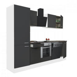 Leziter Yorki 280 konyhabútor fehér korpusz, selyemfényű antracit front alsó sütős elemmel polcos szekrénnyel (L280FHAN-SUT-PSZ) - leziteronline