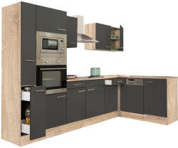 Leziter Yorki 310 sarok konyhabútor sonoma tölgy korpusz, selyemfényű antracit fronttal (LS310STAN) - leziteronline