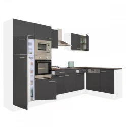 Leziter Yorki 340 sarok konyhabútor fehér korpusz, selyemfényű antracit fronttal (LS340FHAN) - leziteronline