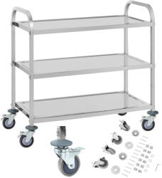  Royal Catering RCSW 3A 3 polcos, rozsdamentes acélból készült catering kocsi, akár 150 kg-ig