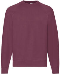 Fruit of the Loom Uniszex Pulóver Hosszú ujjú Fruit of the Loom Sweatshirt Raglan - 2XL, Burgundi vörös