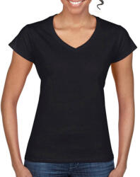Gildan Női póló Csapott ujjú Gildan Ladies Softstyle V-Neck T-Shirt - L, Fekete