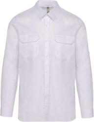 Kariban Férfi ing Kariban KA590 Men'S Long-Sleeved Safari Shirt -2XL, White