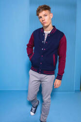 Just Hoods Férfi pulóver Just Hoods AWJH043 varsity Jacket -M, Royal Blue/Arctic White