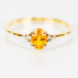  Arannyal Bevont Ezüst Gyűrű Sárga Zafírral és Fehér Topázzal, Y65112/59