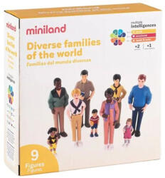 Miniland Set de 9 figurine Familia - diversitate si integrare etnica, cu rol didactic (ML27390) - roua Figurina