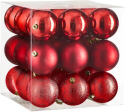 LAALU díszkészlet: kerek, piros mix 8 cm, 27 db (LAU-6230)