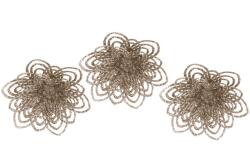 LAALU Díszkészlet, csipeszes virág, pezsgőszínű, 12 cm, 3 db (LAU-6265)