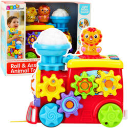LeanToys Zenélő Interaktív Mozdony Kisgyermekeknek Fogazott Kerekek Színes