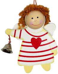 LAALU Karácsonyi dísz - angyalka szívecskével, fa, 12 × 10 cm (LAU-2050)