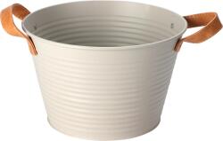 H&L fémkosár bőr fogantyúkkal, 17cm, világosszürke (A690-00-00)