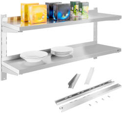  Dupla acél fali polc, állítható, 120 cm