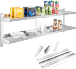  Dupla acél fali polc, állítható, 160 cm