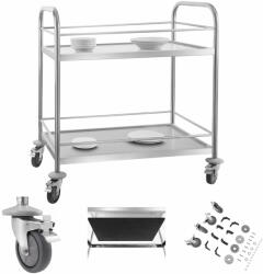 Royal Catering rozsdamentes acél pincérkocsi sínekkel - 2 polccal