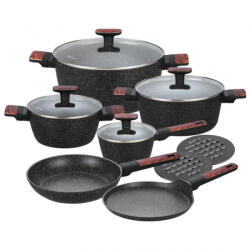 Klausberg Set oale si tigai Klausberg KB 7831, 12 h, Aluminiu turnat, Acoperire din marmura, Inductie, Negru (KB 7831)