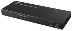 Lindy Splitter HDMI 8K60Hz, 4 port, Audioval és Downscalingel, fekete 38535 (38535)