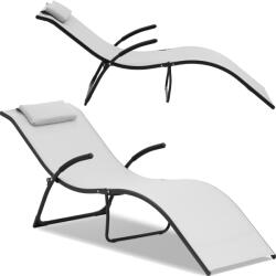  Összecsukható kerti strandszék fejtámlával FALA, akár 160 kg-ig, világos szürke