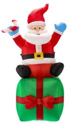  Felfújható Mikulás Dekoráció - Ajándékdobozon - 180 cm - LED Világítással (SUN2457)