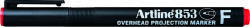 Artline Marker OHP permanent Artline 853, varf fin - 0.5mm - rosu (EK-853-RE)