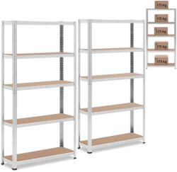Fém tárolóállvány 5 polccal 875 kg 90 x 30 x 180 cm szürke 2 db