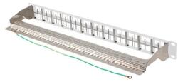 Lanberg Üres patch panel 48 port 1U 19" FTP, árnyékolt, tehermentesítővel, szürke PPKS-1248-S (PPKS-1248-S)