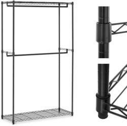  Drótból készült ruhatartó szekrényhez, 2 polccal, 2 vállfával, 120 x 45 x 180 cm, 200 kg-ig