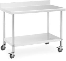  Falra szerelhető munkaasztal kerekeken, 1 polccal, 120 x 60 cm, 158 kg-ig