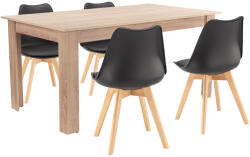 Leziter Lola 4+1 Étkező Garnitúra Fekete-Sonoma Tölgy