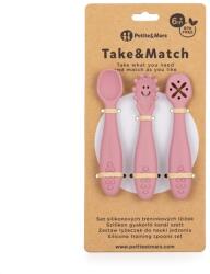 Petite&Mars Petite&Mars, Take&Match, set de lingurite din silicon pentru invatarea hranirii, Dusty Rose, 6 luni+, 3 buc Set pentru masa bebelusi