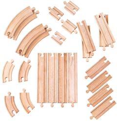 Bigjigs Toys Set șine din lemn din 24 de piese (DDBJT057) Trenulet