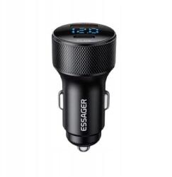 ESSAGER Încărcător auto cu afișaj digital PD3.0 + QC3.0 45W (ECCPQ-RY01-P)