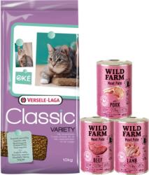 Versele-Laga Versele-Laga Classic Cat Versele-Laga Classic Cat Variety 10kg + WILD FARM Pate 3x400g - gluténmentes macskatáp mix ízekkel10kg