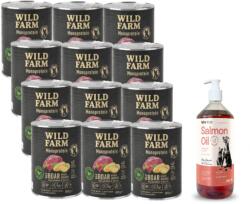  Wild Farm WILD FARM Monoprotein vaddisznó 12x800g hipoallergén kutyatáp + Lab-V 100% lazacolaj kutyáknak és macskáknak minden korosztály számára 1000ml hidegen sajtolva
