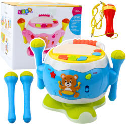 LEAN Toys Gyermek Zenélő Dob Interaktív Fények Hangok Kék
