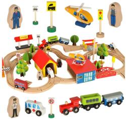  Fa vonatkészlet mozdonnyal és városi vasúttal - 69 darabos (KX3495)