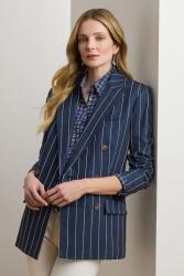 Lauren Ralph Lauren blézer vászonkeverékből sötétkék, mintás, kétsoros gombolású, 200973085 - sötétkék 36