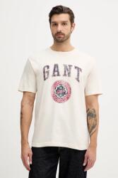 Gant pamut póló bézs, nyomott mintás, 2003353 - bézs XXL