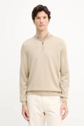 HUGO BOSS gyapjú pulóver könnyű, sötétkék, félgarbó nyakú, 50528300 - bézs L