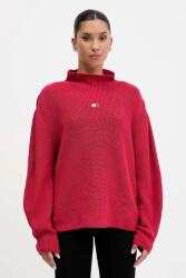 Tommy Hilfiger pamut pulóver bordó, félgarbó nyakú, DW0DW21676 - rózsaszín XS
