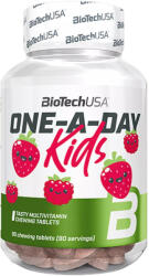 BioTechUSA One-A-Day Kids 90 comprimate masticabile, căpșuni și zmeură