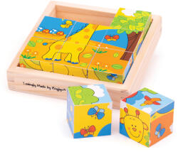 Bigjigs Toys Cuburi cu imagini Safari 9 cuburi