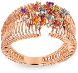 Heratis Forever Luxus gyűrű színes drágakövek kombinációjával, 14 karátos rosé arany IZBR1494