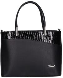 Karen fekete / lakk krokkómintás rostbőr női kézi / válltáska d444 rolanda