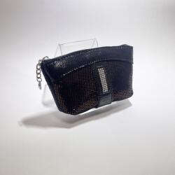 Amnisu fekete / bronz mintás egy cipzáras egyenes köves bőr kulcstartó e8020